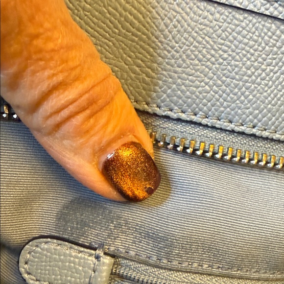 Coach Light Blue Leather Tote Bag with Silk Scarf - Picture 10 of 10